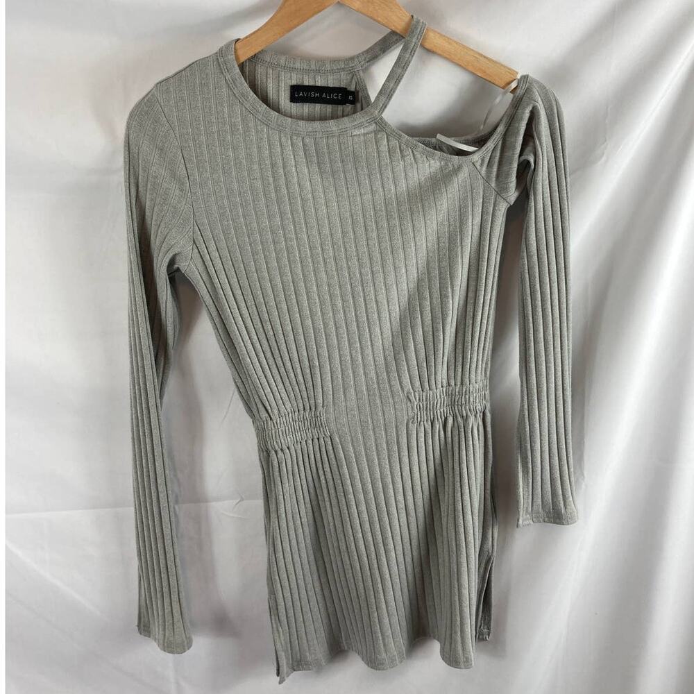 Lavish Alice ribbed cold shoulder top grey Size XS